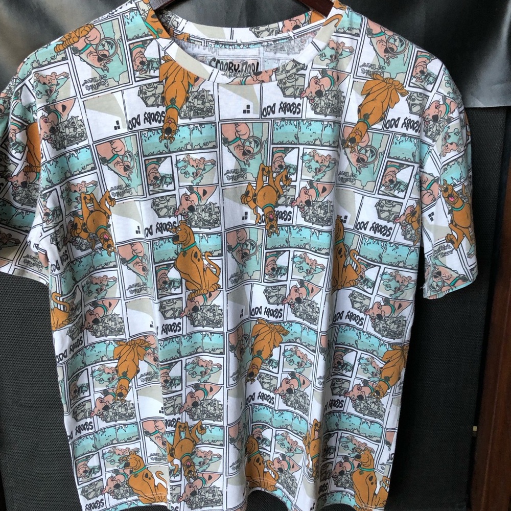 Orange and White Short Sleeve Tee with Graphic Design